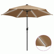 Helloshop26 - Parasol avec led et mât en aluminium 300 cm taupe 02_0008087 - aluminium 3000432947765