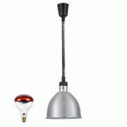 Lampe chauffante infrarouge "BISTROT" suspendue réglable en hauteur Aluminium Brossé (Ampoule rouge) PREMIUM - GOLDINOX - argenté aluminium 3701770