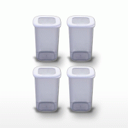 Lot de 4 boîtes hermétiques 1,1L avec 4 ustensiles de cuisine Fackelmann Storage - blanc plastique 3176239925784 Lot de 4 boîtes hermétiques 1,1L avec 4 ustensiles de cuisine Fackelmann Storage - blanc plastique 3176239925784