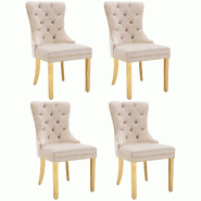 Merax Lot de 4 chaises de salle à manger, de cuisine, de salon, 4 pièces, chaise rembourrée, pieds de support en acier inoxydable doré, velours, b
