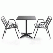 Oviala Business Ensemble table de jardin bistrot et 2 chaises en aluminium gris - gris aluminium 105065 Oviala Business Ensemble table de jardin bistrot et 2 chaises en aluminium gris - gris aluminium 105065