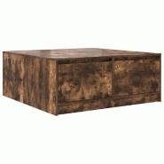 Table basse avec tiroirs chêne fumé 100x100x40 cm Modèle Harmonie Plus - 8721158712530