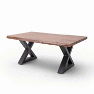 TABLE BASSE CLAREN PLATEAU 110 EN ACACIA TEINTE NOYER PIÉTEMENT X LAQUÉ ANTHRACITE