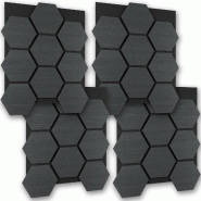 TecTake GmbH tectake Panneaux acoustiques SONIC SHIELD, ensemble 4 pièces, MDF, placage bois véritable, 76x62x1,8cm, chêne noir - noir Bois manufac