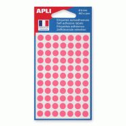 Apli Lot de 5 Etui de 462 pastilles adhésives roses, diam. 8 mm (6 feuilles / cdt) - 3270241118384