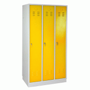 Armoire vestiaire 3 portes jaune - 890 x 500 x 1775 mm Armoire vestiaire 3 portes jaune - 890 x 500 x 1775 mm