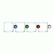 Aulica Mugs en verre avec poignée boule colorée 350ml - lot de 4 - transparent 217801 Aulica Mugs en verre avec poignée boule colorée 350ml - lot de 4 - transparent 217801