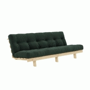 BANQUETTE CONVERTIBLE FUTON LEAN PIN COLORIS ALGUE COUCHAGE 130*190 CM.