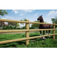 Clôture bois normandie pour chevaux - horse stop - 3 demi-lices, 1m50 - ref. Bt225-3