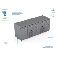 Comptoir réfrigéré en acier inoxydable -2000 × 660 × 900 mm - CST-20-10403 Comptoir réfrigéré en acier inoxydable -2000 × 660 × 900 mm - CST-20-10403