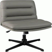 COSTWAY Chaise de couture, chaise de bureau sans accoudoirs, chaise de bureau réglable en hauteur avec rembourrage épais en similicuir - gris métal