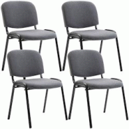 Décoshop26 - Lot de 4 chaises visiteur empilable zone d'attente en tissu gris piètement à 4 pieds en métal noir 10_0003192 - gris 3000251448641 Décoshop26 - Lot de 4 chaises visiteur empilable zone d'attente en tissu gris piètement à 4 pieds en métal noir 10_0003192 - gris 3000251448641