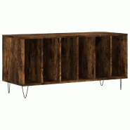 Helloshop26 - Armoire à disques pratique et spacieuse 100 x 38 x 48 cm style industriel en bois chêne fumé 02_0049151 - Bois massif 3000235686960