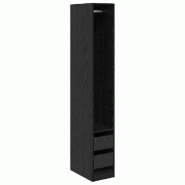 Helloshop26 - Armoire de rangement minimaliste 50 x 30 x 202 cm avec 2 tiroirs en bois d'ingénierie chêne noir 02_0056113 - noir Bois manufacturé 3