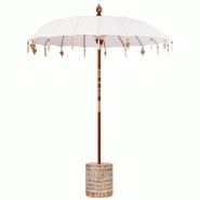 Helloshop26 - Parasol balinais avec base extérieur 185 x 185 x 260 cm ombre apaisante design chic en coton crème 02_0055940 - Bambou 3000239270974