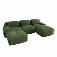 Merax Canapé modulaire en corde 3 places avec 2 tabourets, canapé nuage sans cadre, près du sol avec assise profonde, peut également être utilis�
