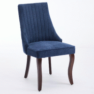 Merax lot de 2 chaises rembourrées, chaise de salle à manger avec dossier haut, polyester bleu, pieds en bois massif marron foncé - bleu multi-mat�
