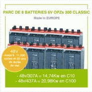 Parc de 8 batteries OPZS TAB CLASSIC 307 ah 6v (48v)