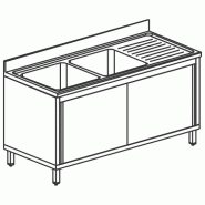 Plonge sur armoire inox 2 bacs égouttoir à droite portes coulissant... - PSLA2GD1606