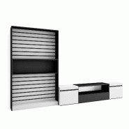 SKRAUT HOME Ensemble Meuble TV, 310x186x35cm, Pour les TV jusqu'à 80", Salon Complet, Blanc et noir - blanc Bois manufacturé 98_1
