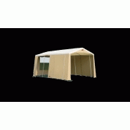 Tente de stockage fermée mini marabout / structure fixe en acier / couverture multi-éléments en polyester et pvc / porte / fenêtre / 6.30 x 3 x 2.30 m