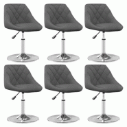 VidaXL Chaises pivotantes à manger lot de 6 Gris foncé Velours Modèle Harnelle - 3088770XL