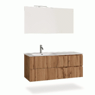 AQA Design Composition de salle de bain en MDF avec baignoire à gauche en 4 pièces VENERE chêne L.121 P.46,5 H.190 MPVE42-QUE - marron Bois manufac