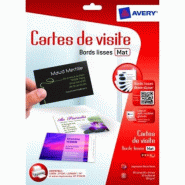 AVERY 40 cartes de visite Quick&Clean r/v° bords lisses Mat blanches 260 g/m² 85 x 54 mm, Jet d'encre (5 feuilles A4 / cdt) - 3266550120026