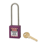 Cadenas de consignation loto lockout tagout 38 mm anse haute inox ø 4,76 violet