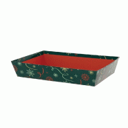Corbeille carton rectangle "Noël vert" 26x20x5cm - par 48