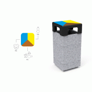 Corbeille Kube tri sélectif béton 140 L - 1, 2 ou 3 flux