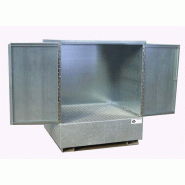 Cuve fermée acier galvanisé - 4 fûts de 220 l verticaux avec toit fixe - 1500x1380x1668 mm