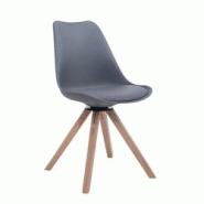 Décoshop26 - Chaise de salle à manger x1 chaise visiteur assise pivotant à 360° en PVC et plastique gris piètement en bois carré 10_0003467 - gr Décoshop26 - Chaise de salle à manger x1 chaise visiteur assise pivotant à 360° en PVC et plastique gris piètement en bois carré 10_0003467 - gr