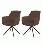 Décoshop26 - Lot de 2 chaises de salle à manger pivotant avec accoudoir forme arrondie avec coutures décoratives cadre métal et 04_0007372 - 30002 Décoshop26 - Lot de 2 chaises de salle à manger pivotant avec accoudoir forme arrondie avec coutures décoratives cadre métal et 04_0007372 - 30002