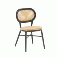 emh Chaise professionnelle Gustave empilable – aluminium noir et assise rotin synthétique – style bistrot élégant – usage chr intérieur/ext�