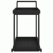 Gogarden Chariot de bar Noir 100x45x83 cm Résine tressée - 316666