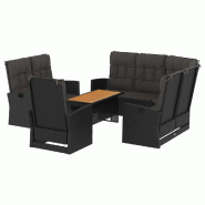Helloshop26 - Salon de jardin meuble d'extérieur ensemble de mobilier 4 pièces avec coussins noir résine tressée 02_0016166 - noir Bois massif 300