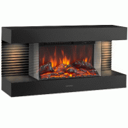 KAMINIO Cheminée électrique LIZ - Cheminée murale avec chauffage, effet de flamme 3D, lumière d'ambiance LED, télécommande - Noir - EM01-BK KAMINIO Cheminée électrique LIZ - Cheminée murale avec chauffage, effet de flamme 3D, lumière d'ambiance LED, télécommande - Noir - EM01-BK