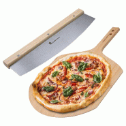 Masterpro - Set composé d’un coupe-pizza et d’une planche à découper en bois - marron Q4706 Masterpro - Set composé d’un coupe-pizza et d’une planche à découper en bois - marron Q4706