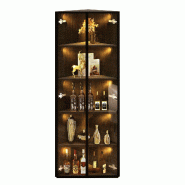 Merax Vitrine d'angle LED 62 × 35 × 160 cm, vitrine avec portes et éclairage en verre trempé, vitrine de collection, bibliothèque, noir - noir mu