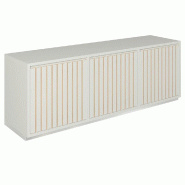 Meuble Vertigo T03 2 portes 2 tiroirs MDF naturel et blanc mat180x47x60 cm