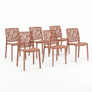 RATTATAN Set de 6 chaises empilables en polypropylène renforcé de fibre de verre pour extérieur et jardin, bars et restaurants, cuisine – Dafne/T