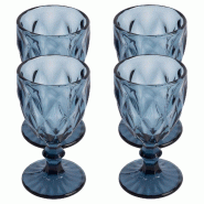 San Ignacio - Set de 4 verres à pied en verre 250ml bleu - bleu verre Q4823