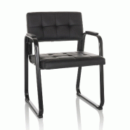 Siège de conférence / siège à piétement traîneau / chaise ZANTA B PU noir hjh OFFICE - noir plastique 729459