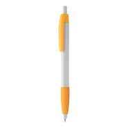 Stylo à bille en plastique - Embase en caoutchouc coloré - Encre bleue - Couleur jaune Stylo à bille en plastique - Embase en caoutchouc coloré - Encre bleue - Couleur jaune