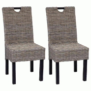 VidaXL Chaises à manger lot de 2 rotin Kubu bois de manguier Modèle Riviera Dining Chic - 243638