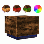 VidaXL Table basse avec lumières LED chêne fumé 50x50x40 cm Modèle Atlas Contemporain - 839872
