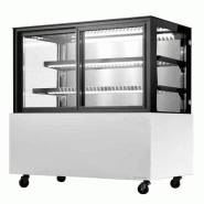 Vitrine murale blanche - structure acier inoxydable, porte coulissante verre, éclairage LED, thermostat numérique, 210 L