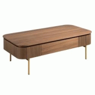 AC ANGEL CERDA Angel Cerdá Table basse rectangulaire en noyer et acier poli or 2108C 120 x 60 x 37 - marron Bois manufacturé 8435631023326 AC ANGEL CERDA Angel Cerdá Table basse rectangulaire en noyer et acier poli or 2108C 120 x 60 x 37 - marron Bois manufacturé 8435631023326