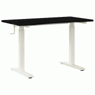 Bureau Blanc et marron foncé 120 x 60 cm Bois de chêne massif Modèle Orion Soleil - 8721364836754